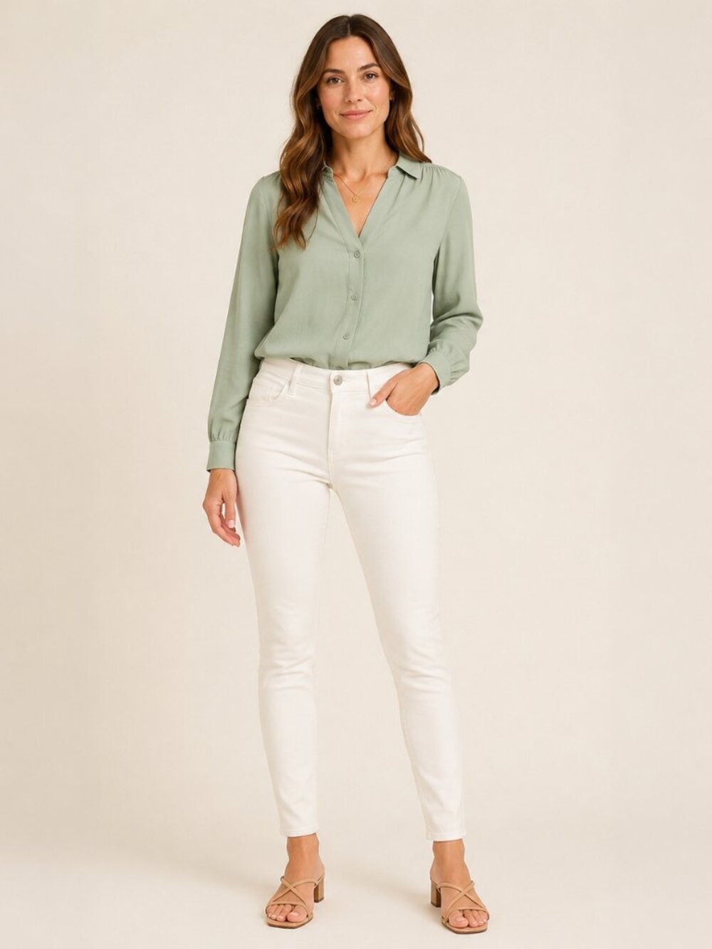 Tractr Tencel Stretch Skinny Jeans Cream White Size 0/25
